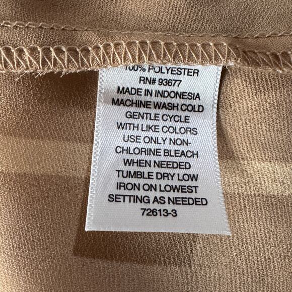 Worthington Small Emile Top Striped Sleeveless Lightweight V-Neck Semi-Sheer Tan - Picture 6 of 6